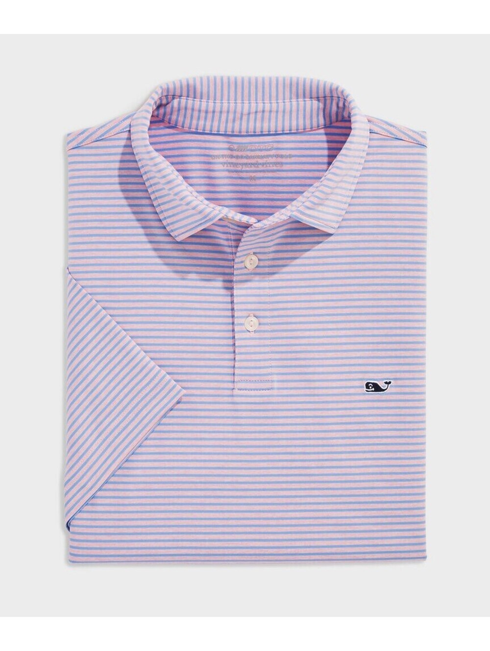 Vineyard Vines Men's Blue and Pink Striped Polo Shirt Performance Size XL